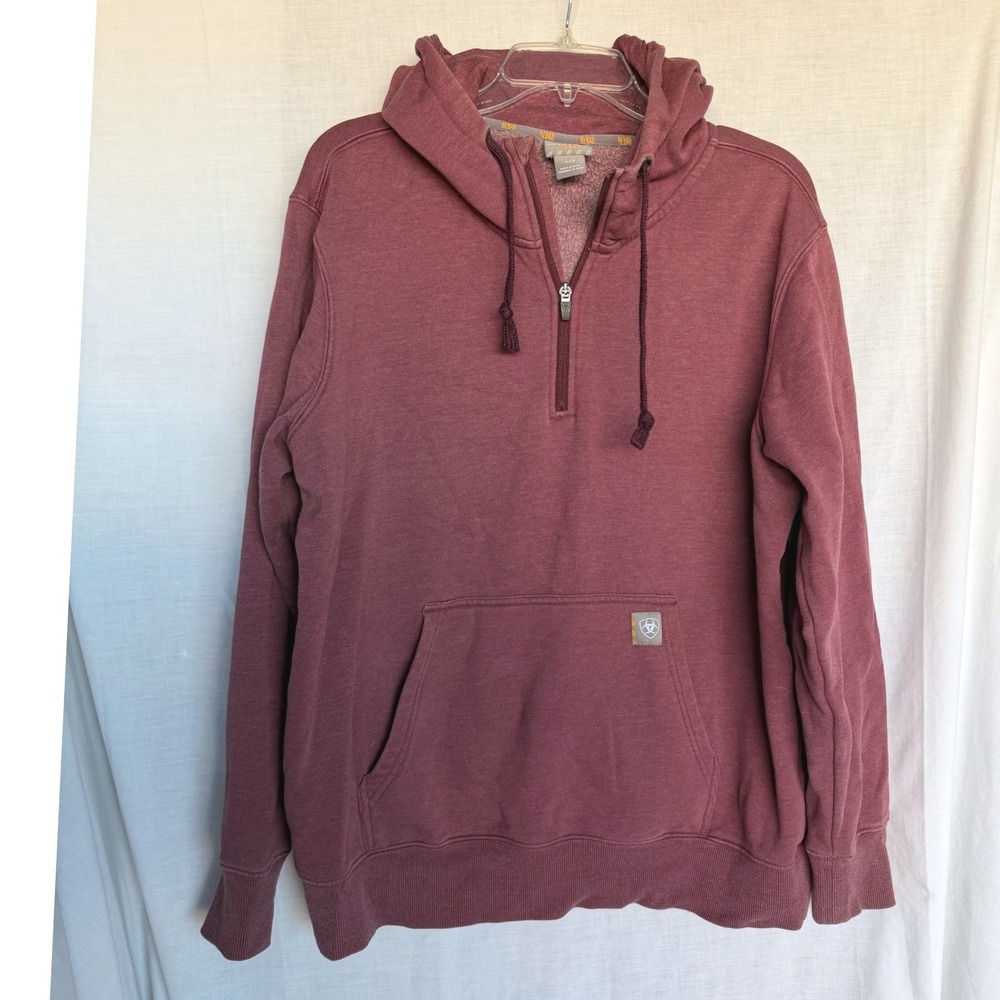 Ariat Rebar Hoodie Gorpcore Utility 1/2 Zip Burgundy Fleece Workwear Large